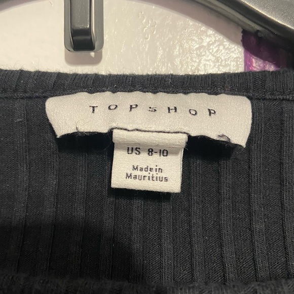 Black TOPSHOP Long Sleeve Shirt with Buttons - Picture 2 of 3